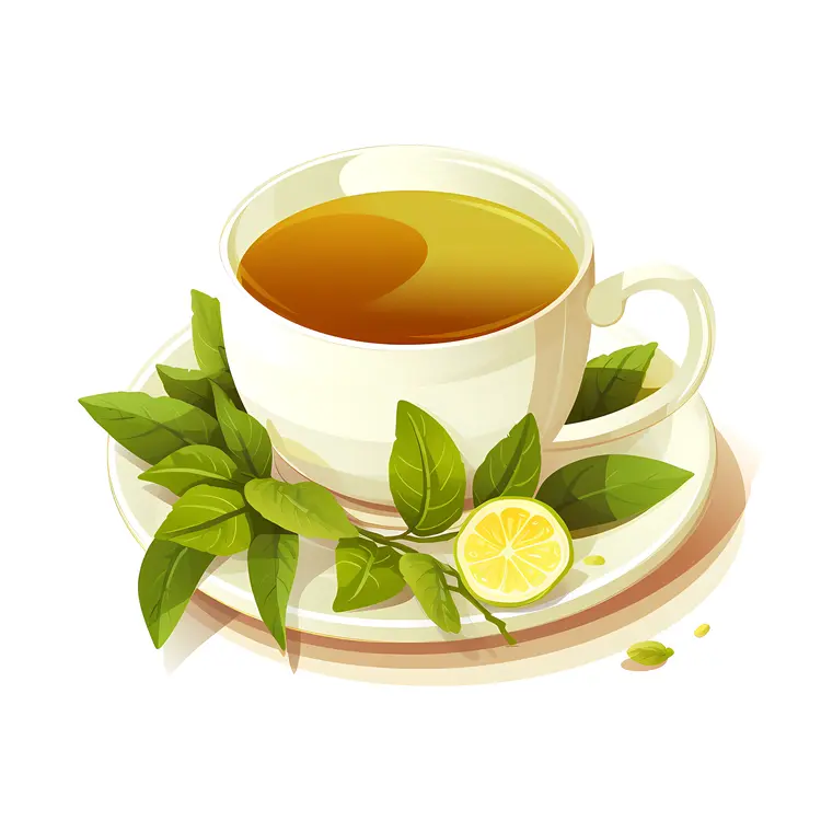 Herbal Tea with Lemon and Leaves
