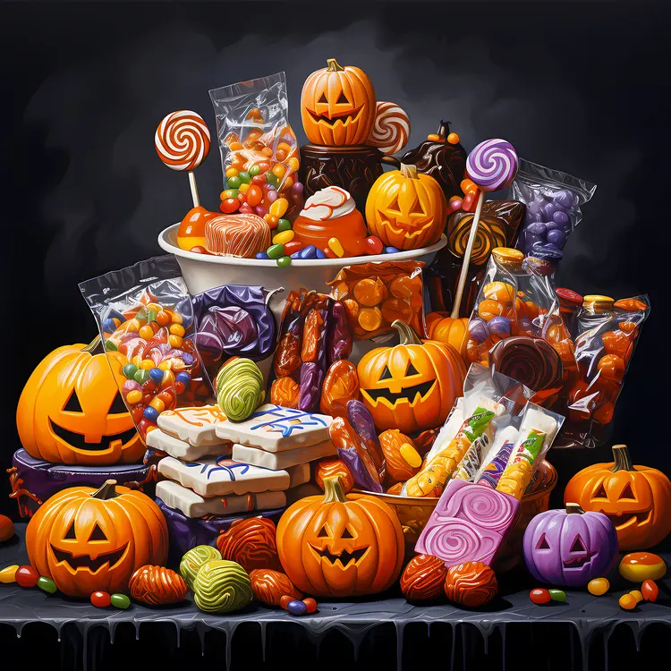 Halloween Pumpkins and Candy Display