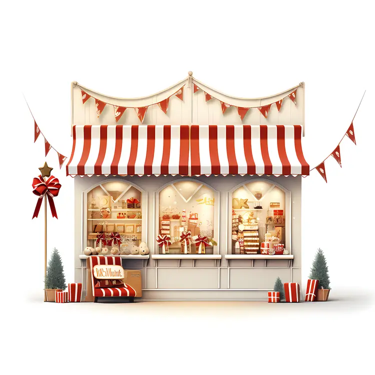 Red and White Striped Christmas Shop