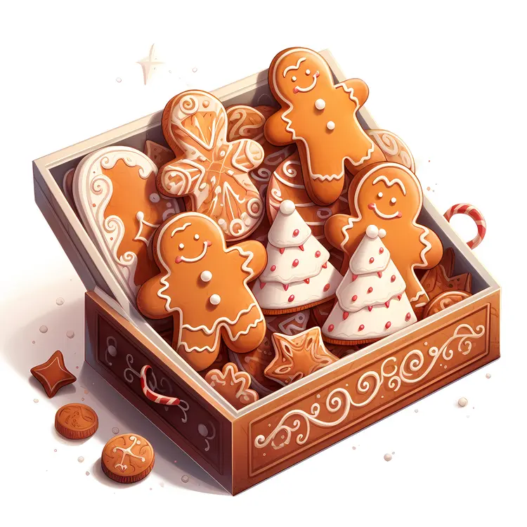 Festive Gingerbread Cookies in Box