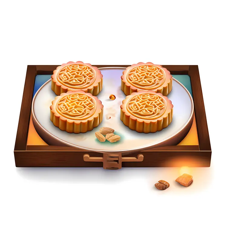 Mooncakes on a Decorative Tray