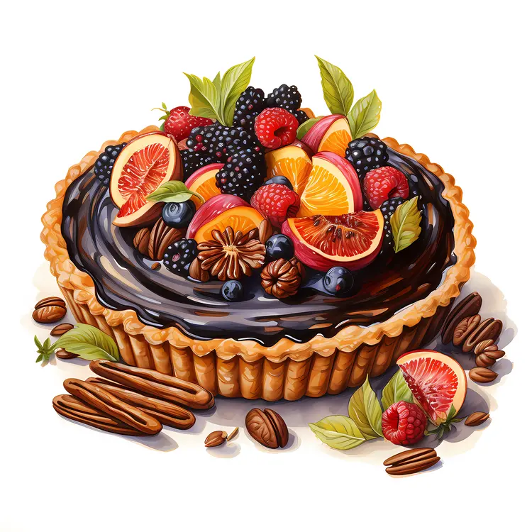 Delicious Fruit Tart with Chocolate and Nuts