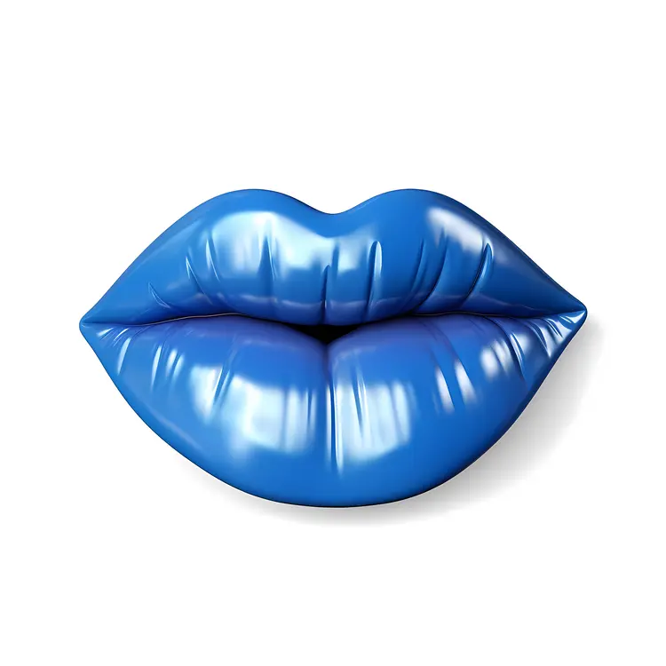 Glossy Blue Lips Illustration