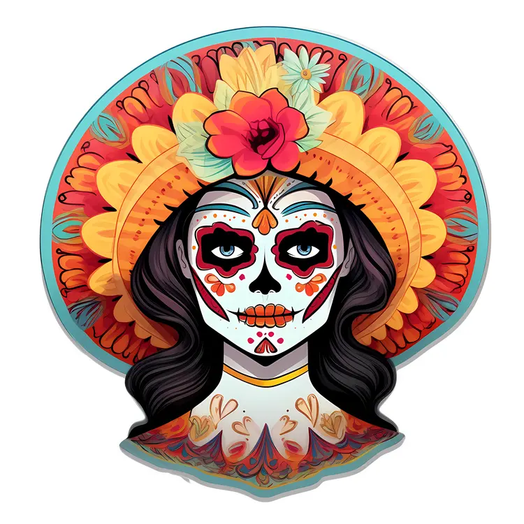Day of the Dead Woman with Yellow Hat