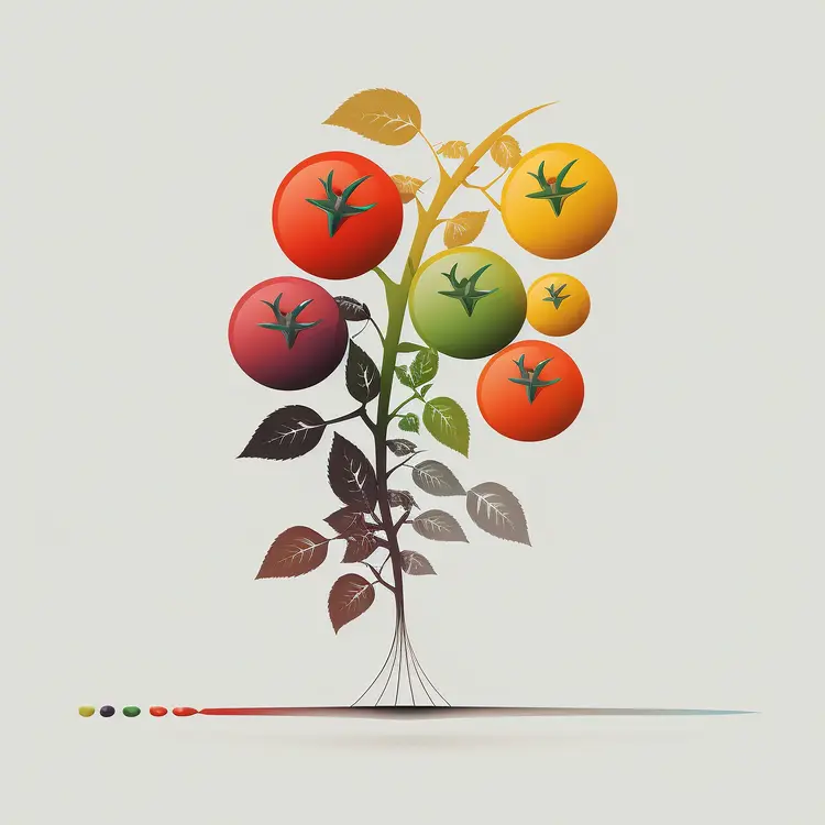 Colorful Tomato Plant Illustration