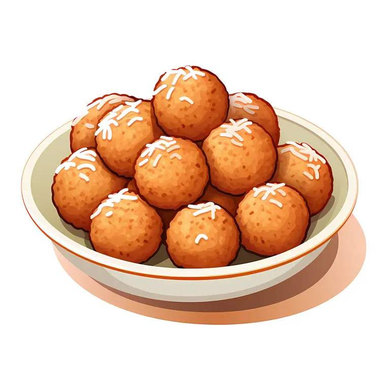 Illustration of Sesame Balls on Plate