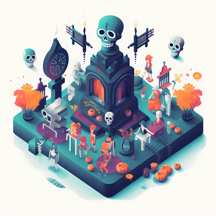 Skeleton Graveyard with Decorations