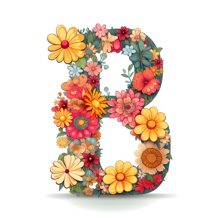 Colorful Floral Letter B