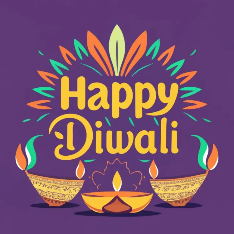 Happy Diwali with Colorful Lamps