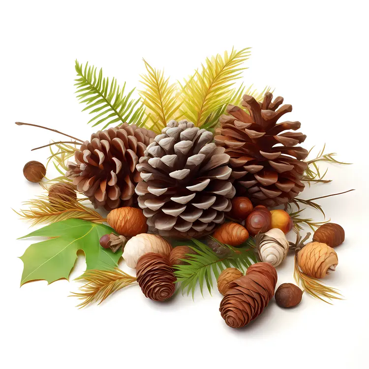 Autumn Pine Cones and Leaves Arrangement
