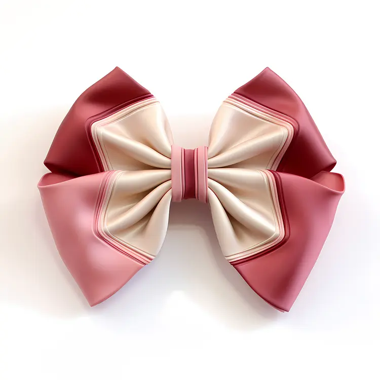 Pink and White Satin Bow with Trim