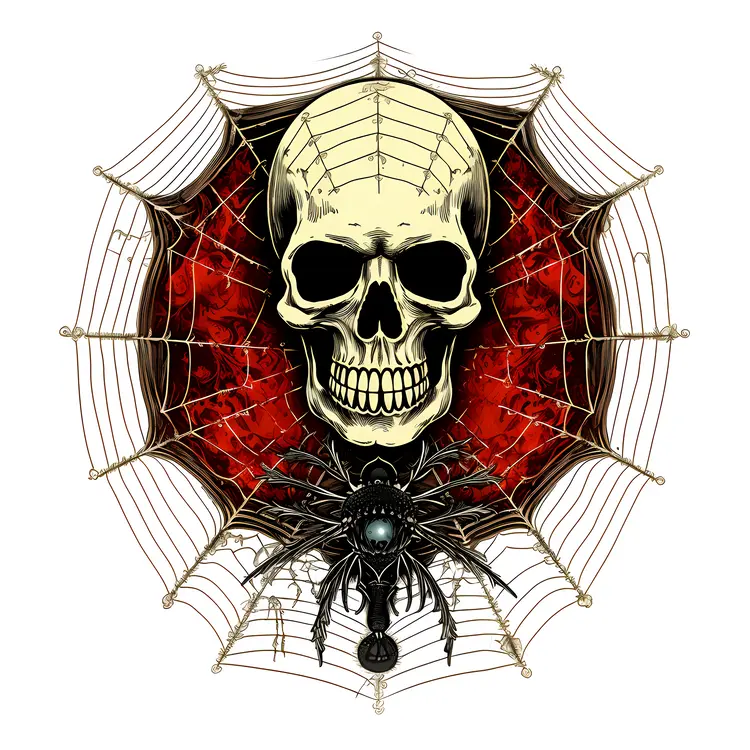 Creepy Skull with Spider and Web