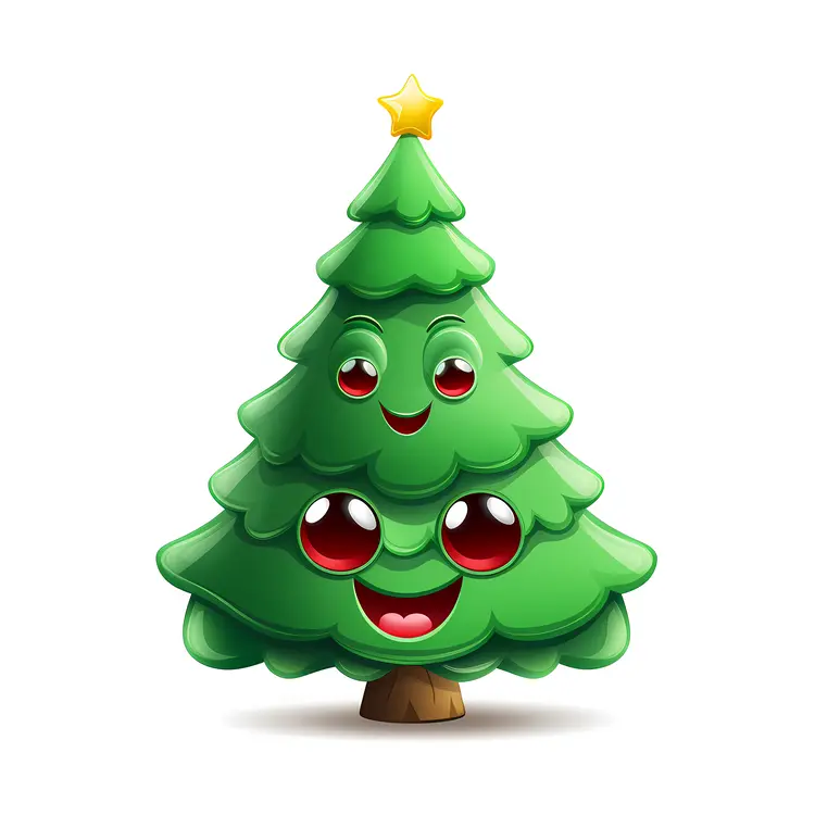 Smiling Christmas Tree Cartoon