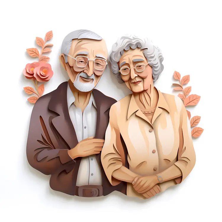 Elderly Couple Paper Art for Grandparents Day
