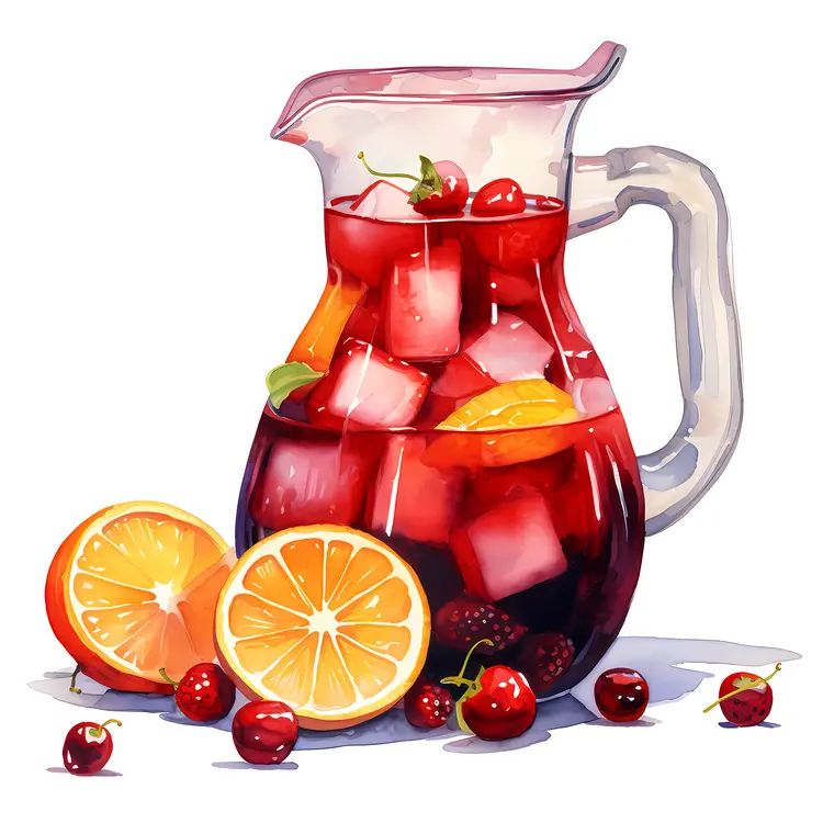 Refreshing Pitcher of Sangria with Fruits