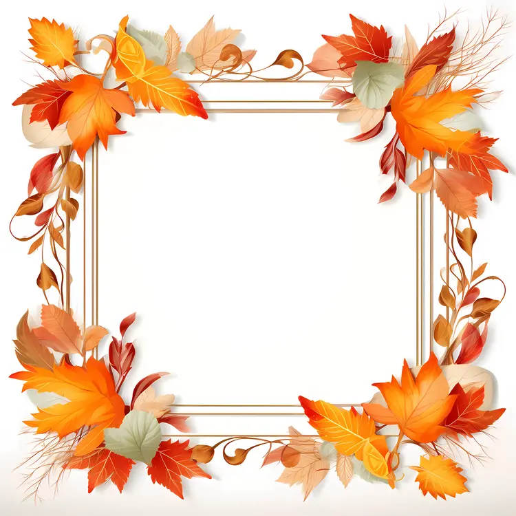 Square Frame with Autumn Leaves