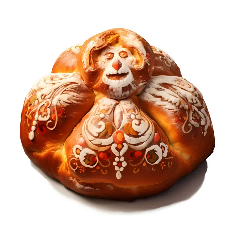 Golden Decorated Bread with Intricate Patterns