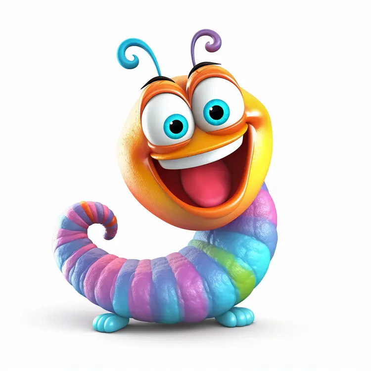 Colorful Smiling Cartoon Caterpillar
