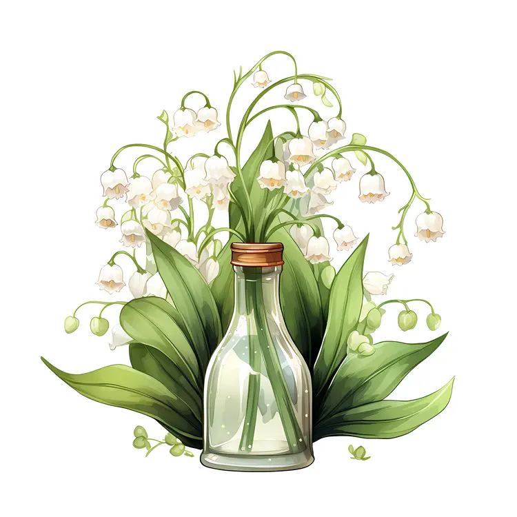Lily of the Valley Bouquet with Glass Bottle