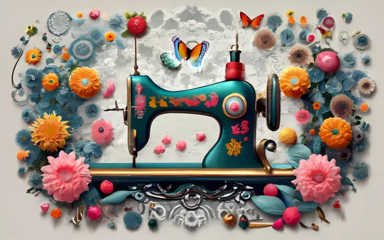 Vintage Sewing Machine with Floral Decorations