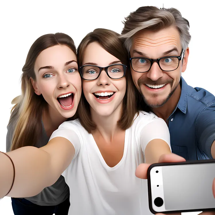 Happy Family Taking a Selfie