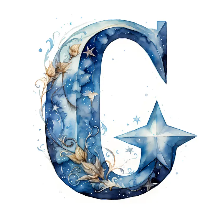 Starry G Letter with Night Sky