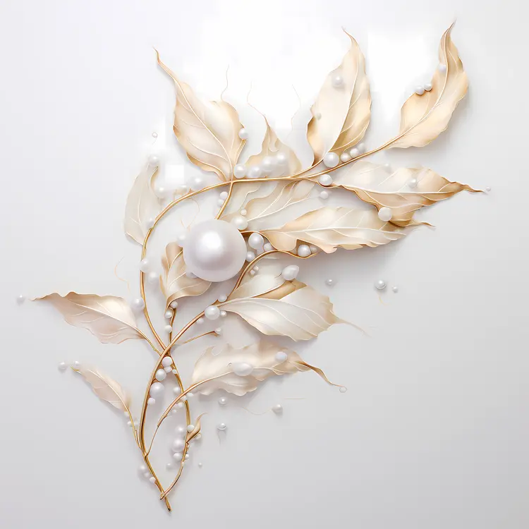 Elegant Pearl with Leaves