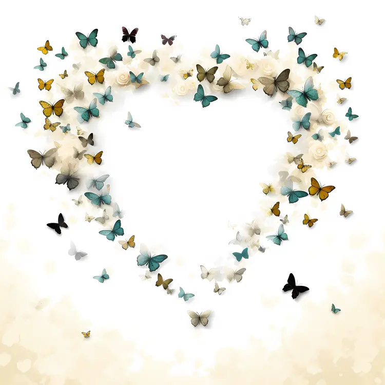 Heart-Shaped Butterfly Design with Various Colors