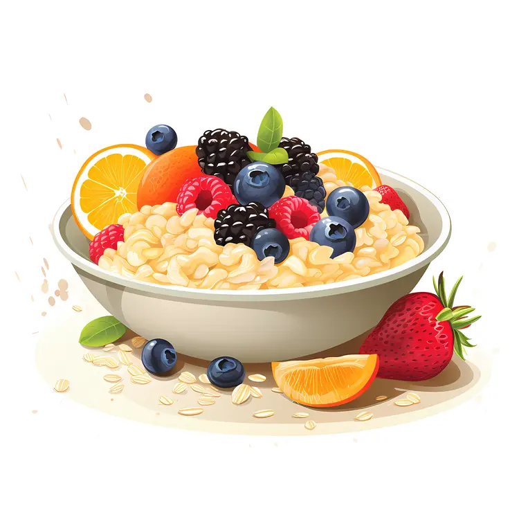 Bowl of Oatmeal with Berries and Orange