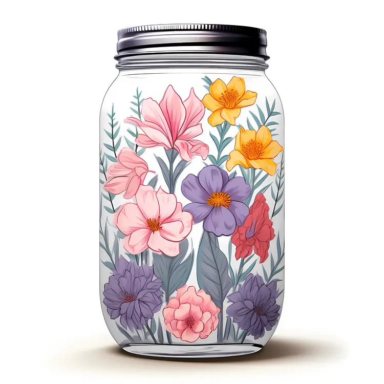 Decorative Jar with Colorful Flowers