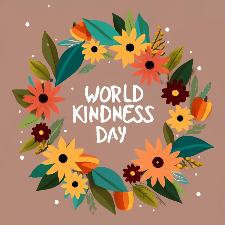 World Kindness Day Wreath with Flowers and Leaves
