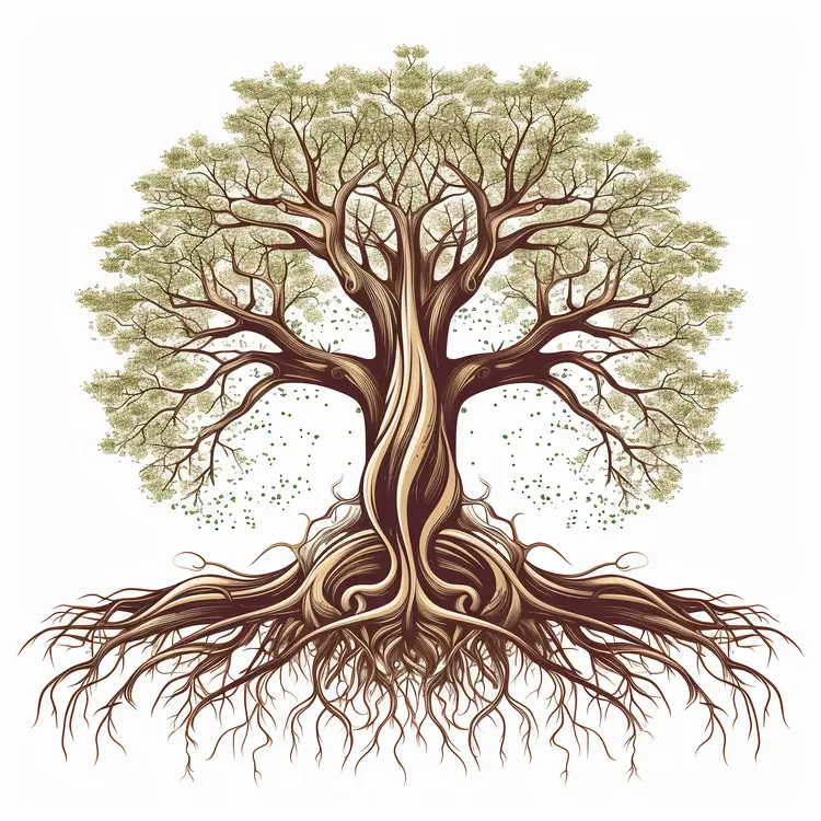 Beautiful Tree with Intricate Roots and Branches