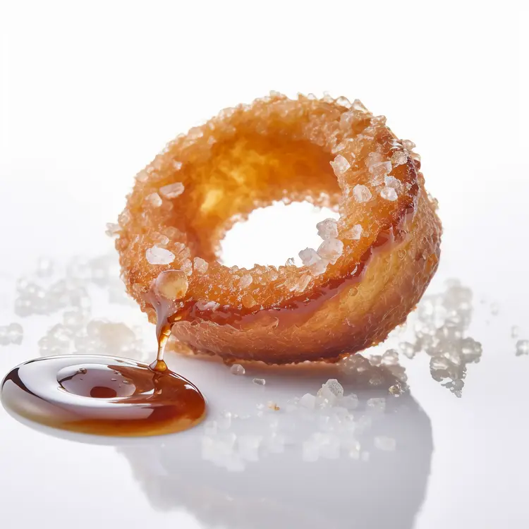 Delicious Sugary Donut with Syrup Drizzle
