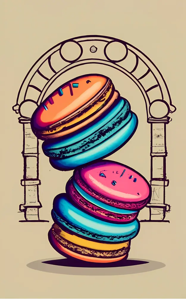 Colorful Macarons in Front of an Arch