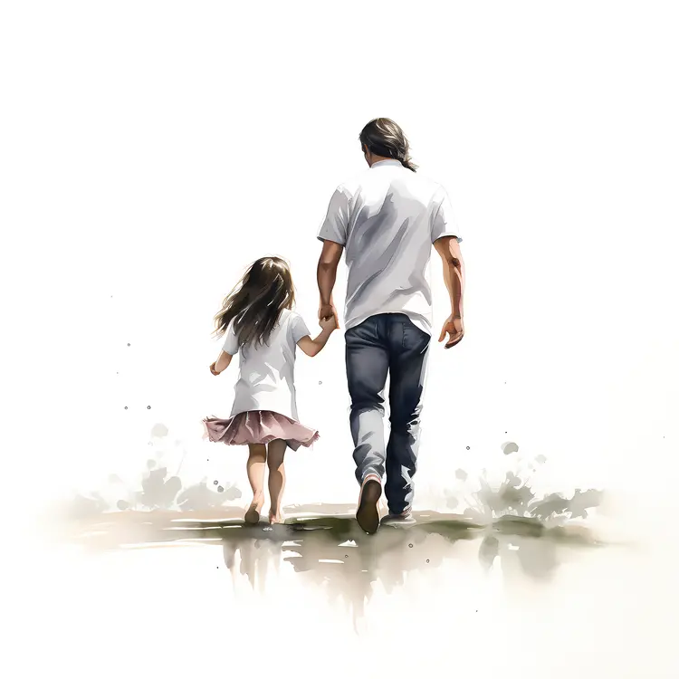 Father and Daughter Walking Together