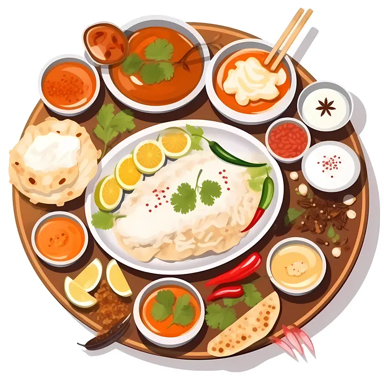Delicious Indian Thali with Various Dishes