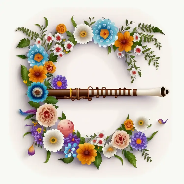 Beautiful Flute with Floral Decoration