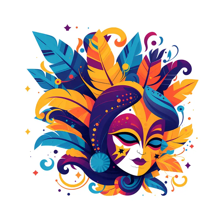 Colorful Mask with Feathers for Carnival