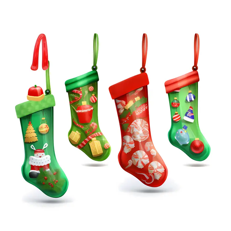 Colorful Christmas Stockings with Decorations