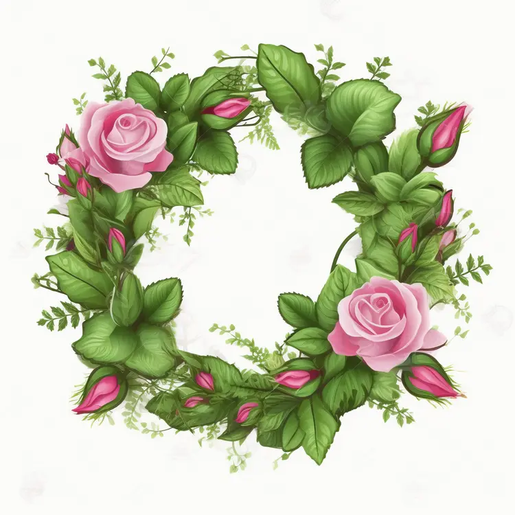 Beautiful Floral Wreath with Pink Roses