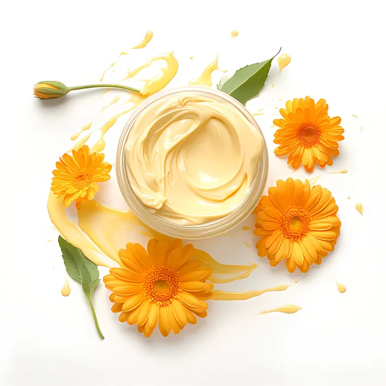 Cream Jar with Orange Flowers and Leaves