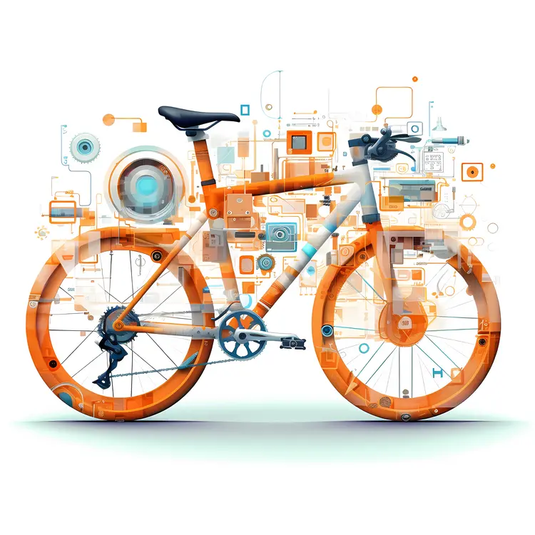 Tech Orange Bicycle Illustration