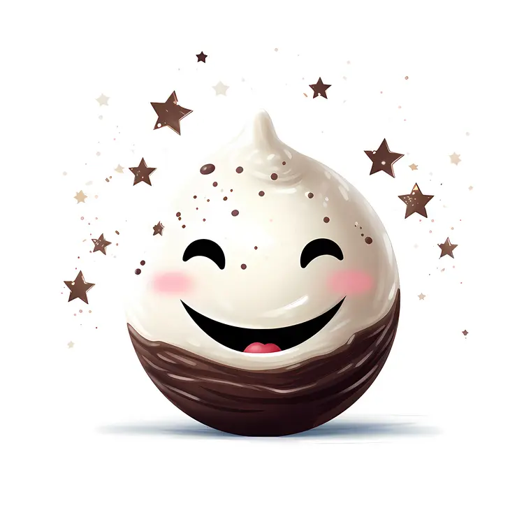 Smiling Dessert with Chocolate and Stars