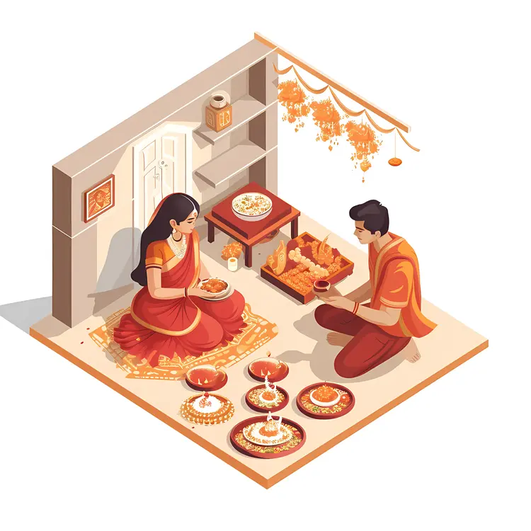 Couple in Traditional Attire Celebrating Ritual