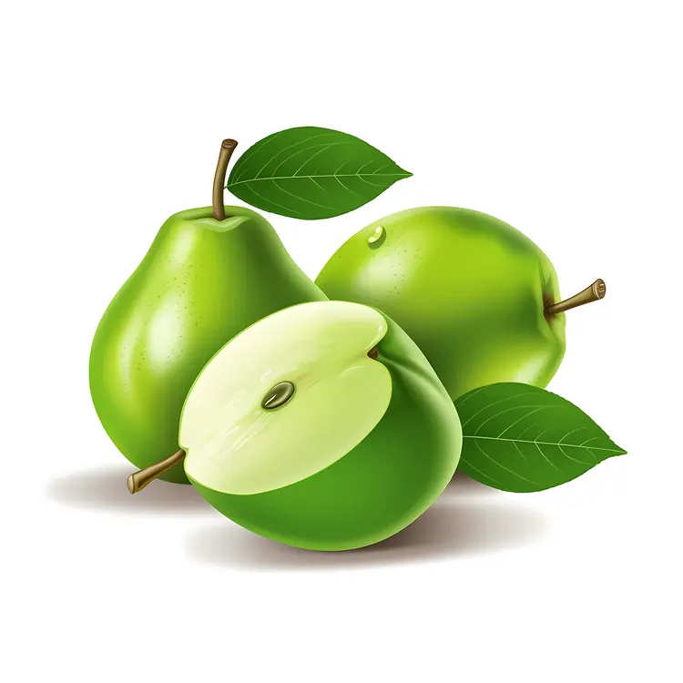 Green Pears with a Half Cut Pear