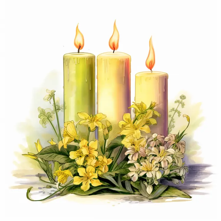 Beautiful Candles with Flowers for Festive Decoration