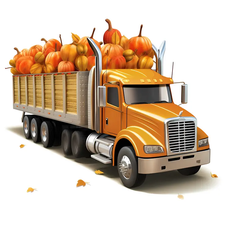 Harvest Truck with Pumpkins for Autumn Season