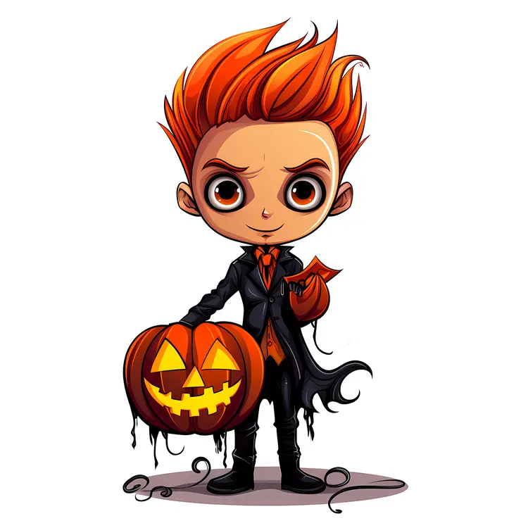 Boy Holding Pumpkin for Halloween