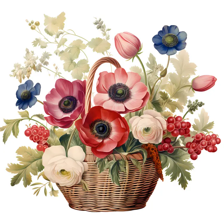Beautiful Flower Basket with Anemones