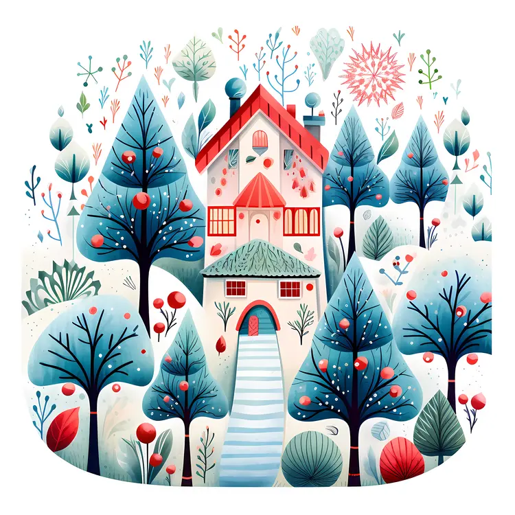 House in Snowy Forest
